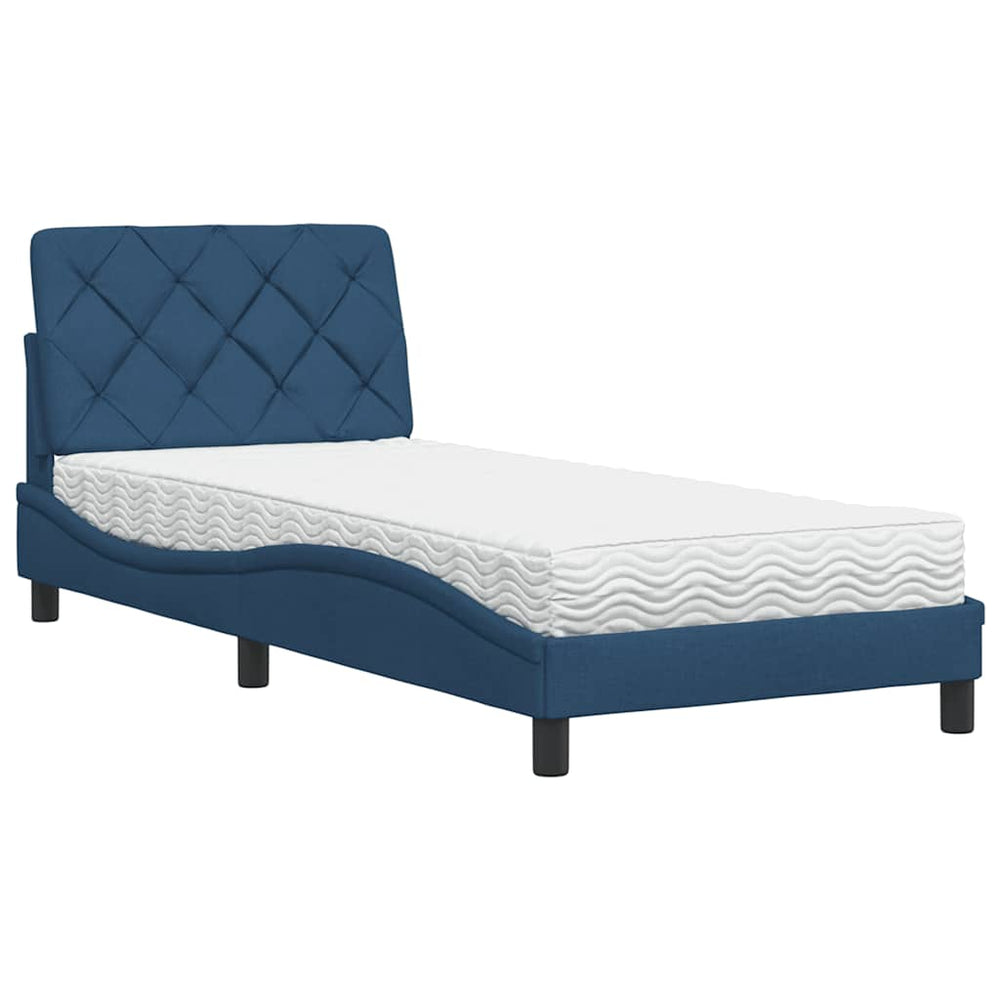 vidaXL Lit avec matelas bleu 80x200 cm Tissu