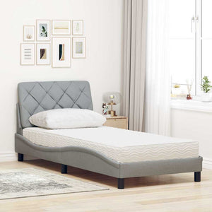 vidaXL Lit avec matelas Gris clair 90x190 cm Tissu