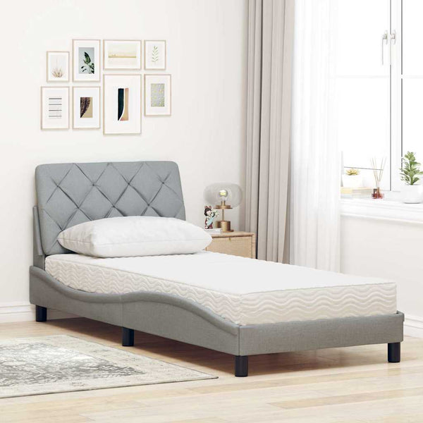 vidaXL Lit avec matelas Gris clair 90x190 cm Tissu