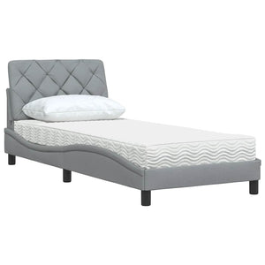 vidaXL Lit avec matelas Gris clair 90x190 cm Tissu