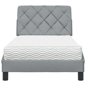 vidaXL Lit avec matelas Gris clair 90x190 cm Tissu