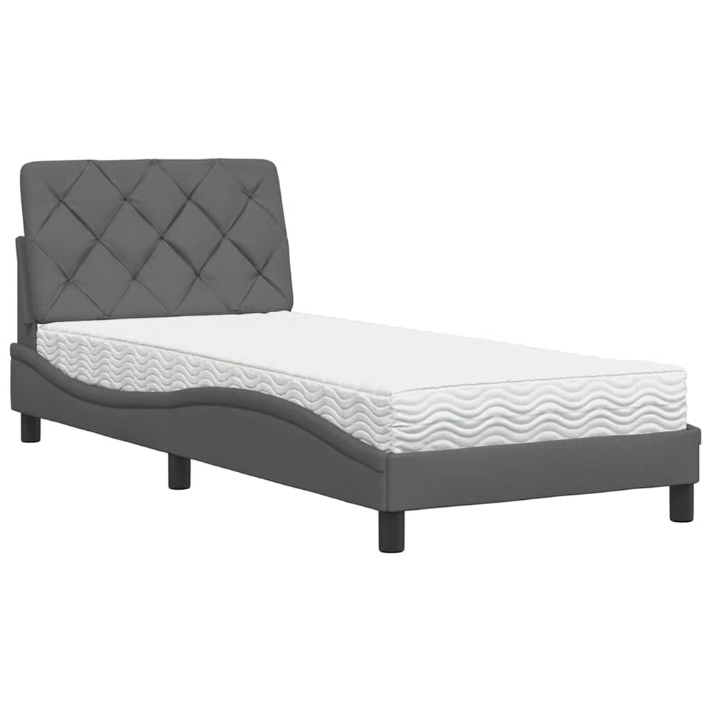 Bett mit Matratze Dunkelgrau 90x190 cm