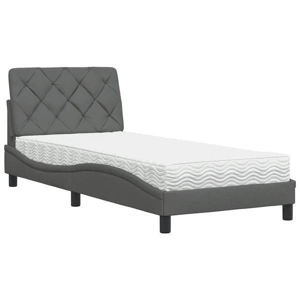 Bett mit Matratze Dunkelgrau 90x190 cm
