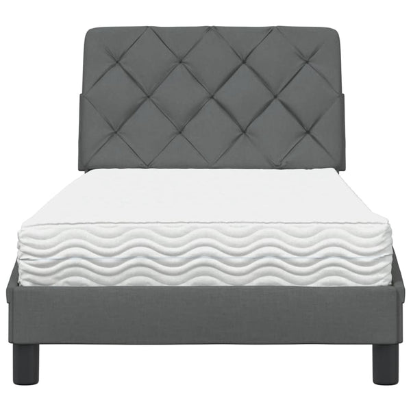 Bett mit Matratze Dunkelgrau 90x190 cm