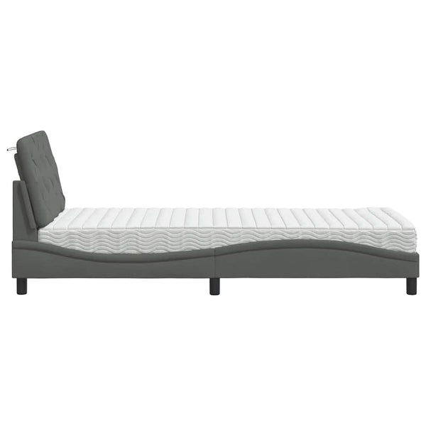 Bett mit Matratze Dunkelgrau 90x190 cm