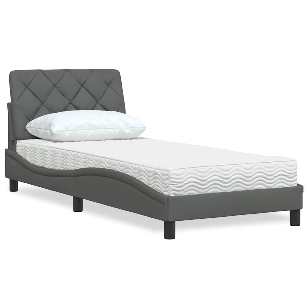 Bett mit Matratze Dunkelgrau 90x190 cm