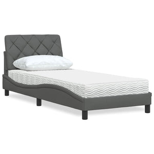 Bett mit Matratze Dunkelgrau 90x190 cm
