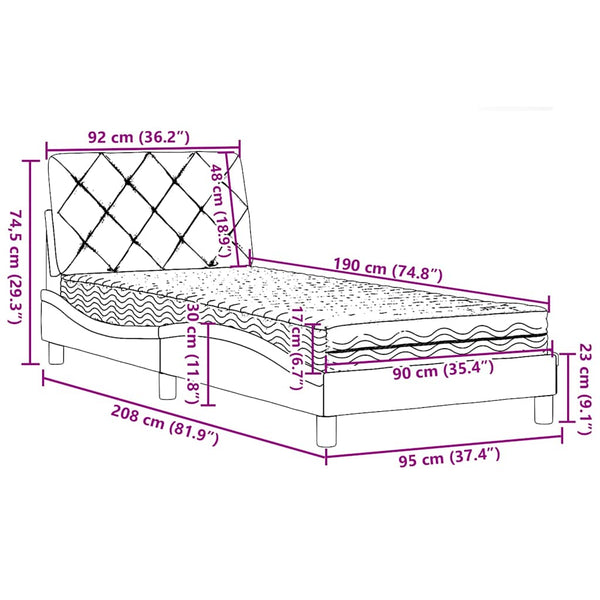 Bett mit Matratze Schwarz 90x190 cm