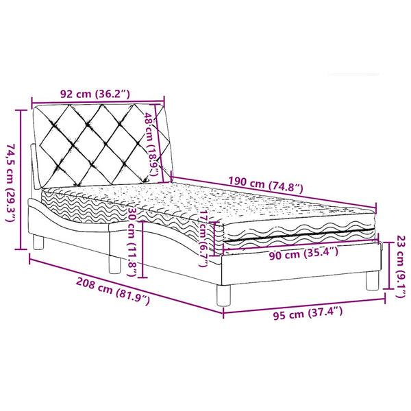Bett mit Matratze Dunkelbraun 90x190 cm