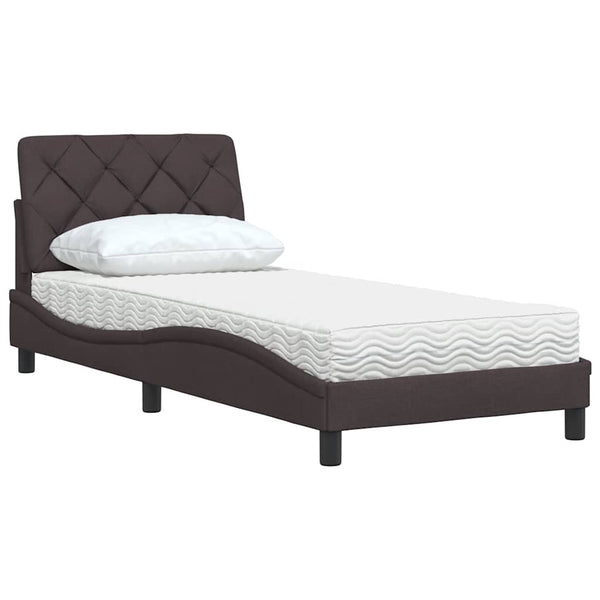 Bett mit Matratze Dunkelbraun 90x190 cm