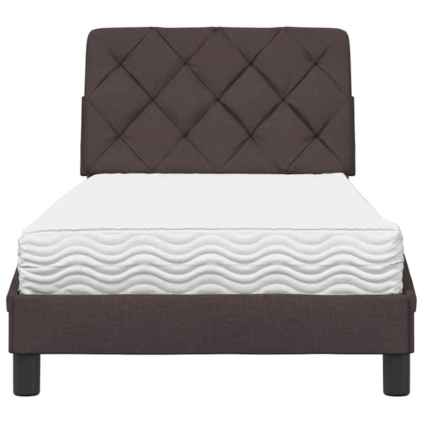 Bett mit Matratze Dunkelbraun 90x190 cm