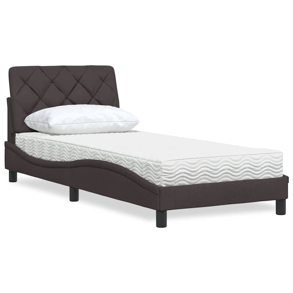 Bett mit Matratze Dunkelbraun 90x190 cm