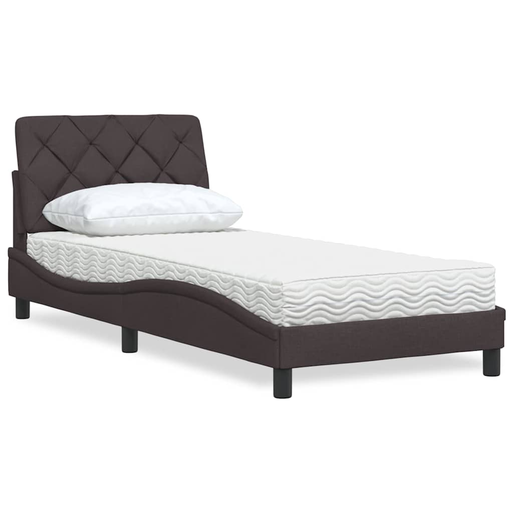 Bett mit Matratze Dunkelbraun 90x190 cm
