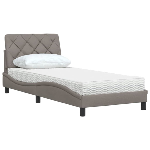 Bett mit Matratze Taupe 90x190 cm