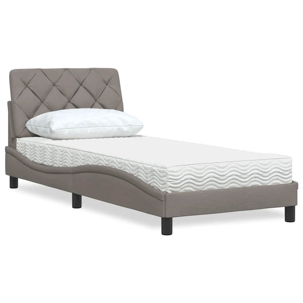 Bett mit Matratze Taupe 90x190 cm