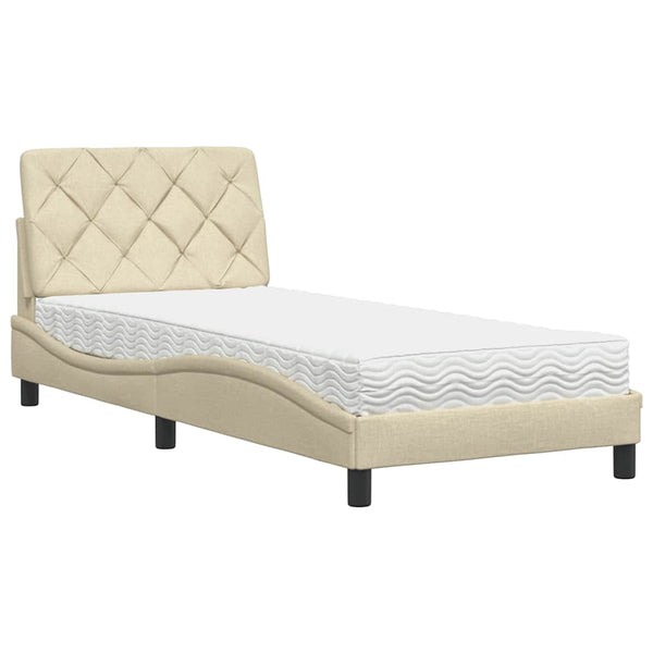 Bett mit Matratze Creme 90x190 cm