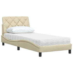 Bett mit Matratze Creme 90x190 cm