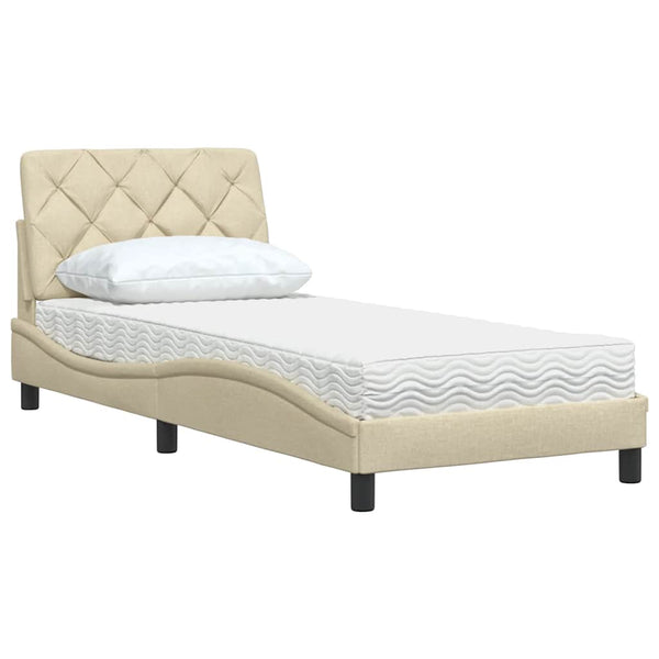 Bett mit Matratze Creme 90x190 cm