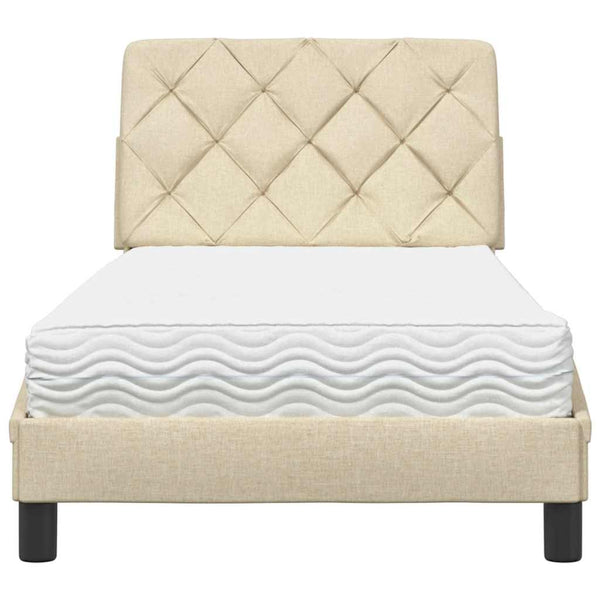Bett mit Matratze Creme 90x190 cm