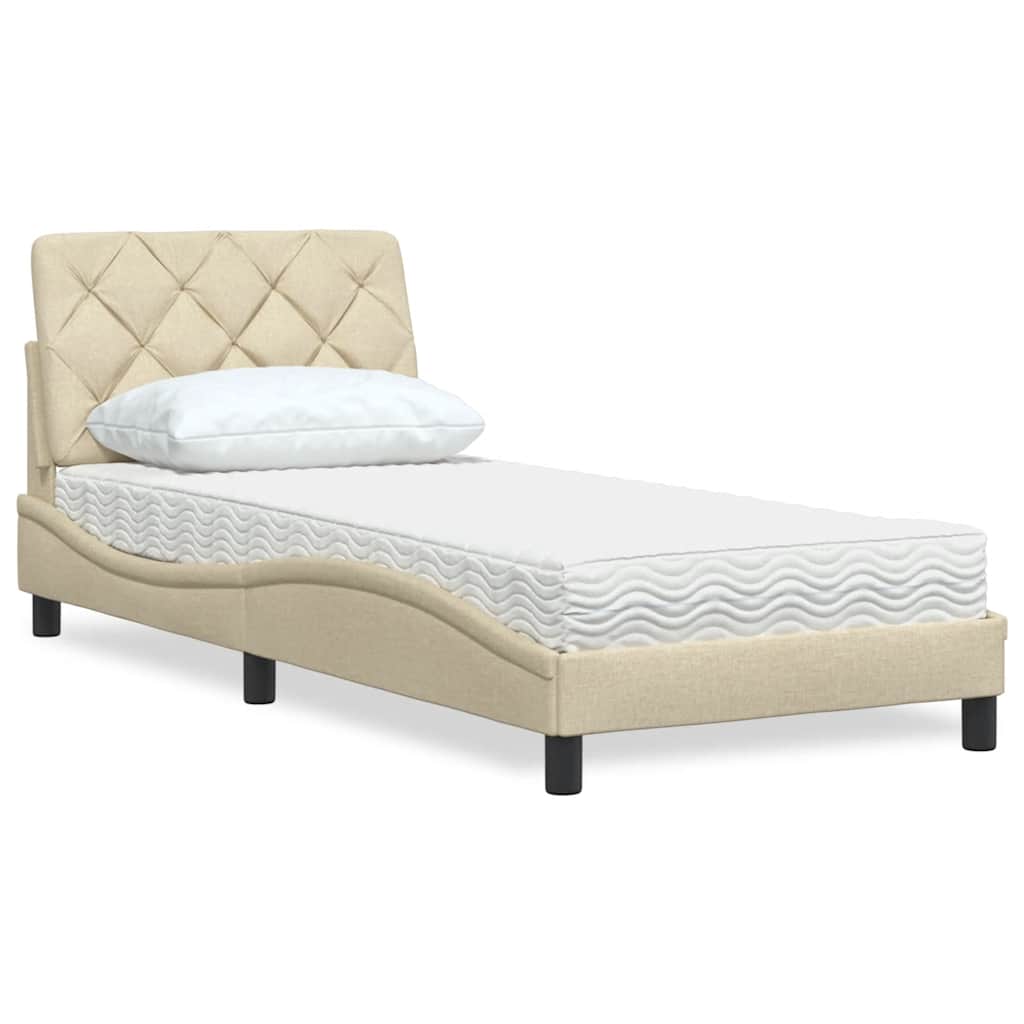 Bett mit Matratze Creme 90x190 cm