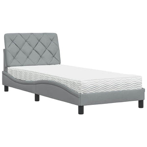vidaXL Lit avec matelas Gris clair 90x200 cm Tissu