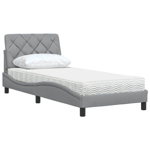 vidaXL Lit avec matelas Gris clair 90x200 cm Tissu