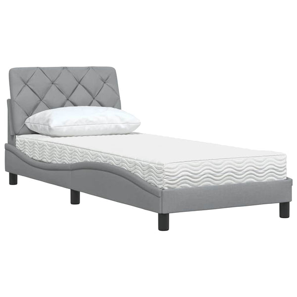 vidaXL Lit avec matelas Gris clair 90x200 cm Tissu