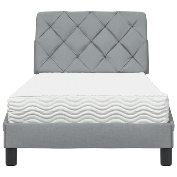 vidaXL Lit avec matelas Gris clair 90x200 cm Tissu
