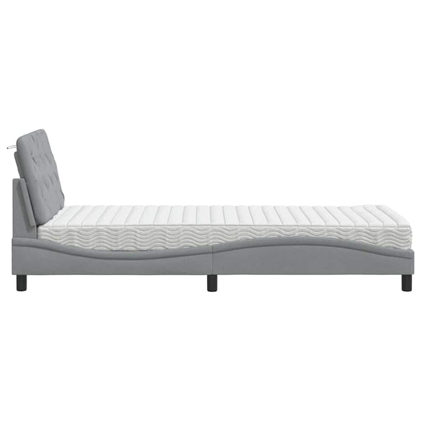 vidaXL Lit avec matelas Gris clair 90x200 cm Tissu