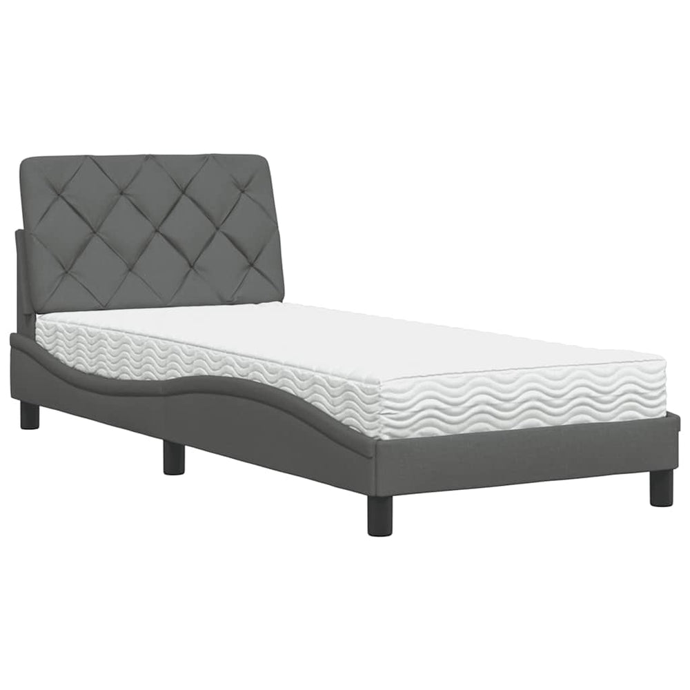 Bett mit Matratze Dunkelgrau 90x200 cm
