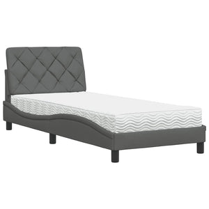 vidaXL Lit avec matelas Gris foncé 90x200 cm Tissu