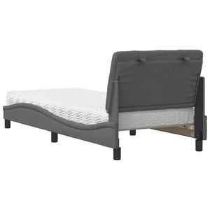 vidaXL Lit avec matelas Gris foncé 90x200 cm Tissu