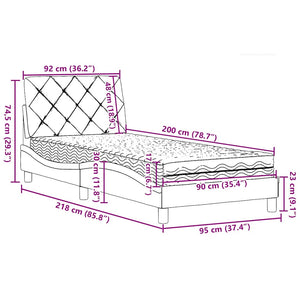Bett mit Matratze Schwarz 90x200 cm
