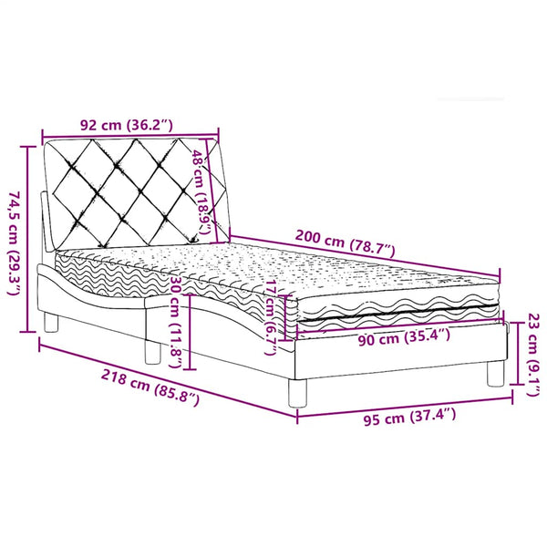 Bett mit Matratze Schwarz 90x200 cm