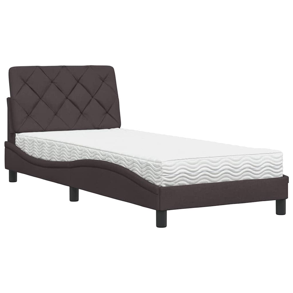 Bett mit Matratze Dunkelbraun 90x200 cm