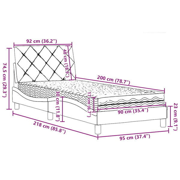 Bett mit Matratze Dunkelbraun 90x200 cm