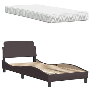 Bett mit Matratze Dunkelbraun 90x200 cm