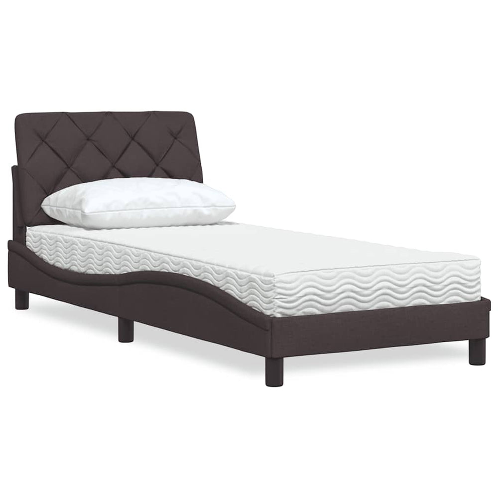 Bett mit Matratze Dunkelbraun 90x200 cm