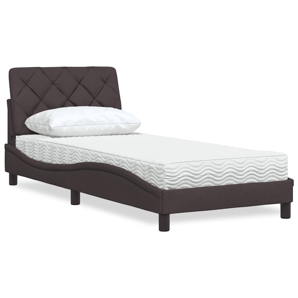 Bett mit Matratze Dunkelbraun 90x200 cm