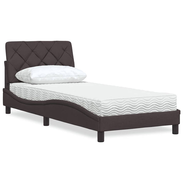 Bett mit Matratze Dunkelbraun 90x200 cm