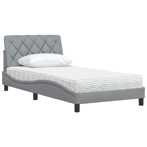 vidaXL Lit avec matelas Gris clair 100x200 cm Tissu