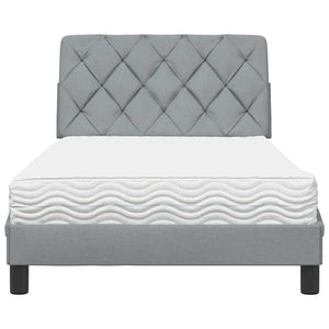 vidaXL Lit avec matelas Gris clair 100x200 cm Tissu