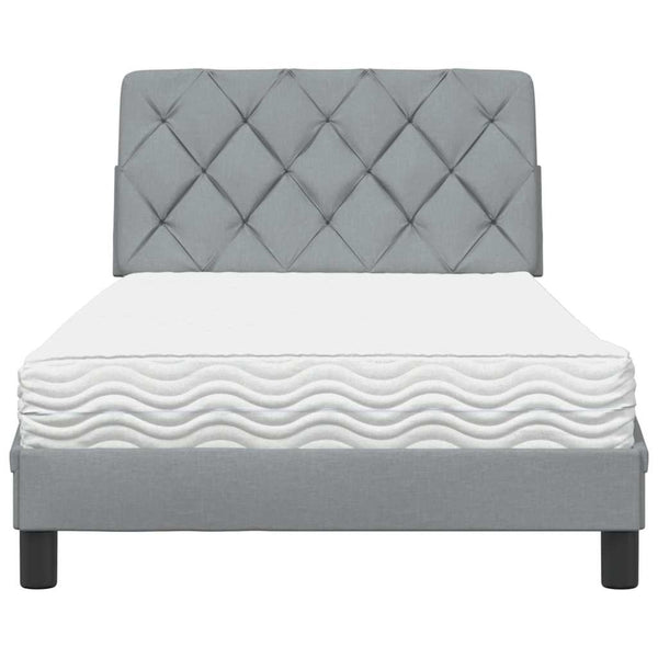 vidaXL Lit avec matelas Gris clair 100x200 cm Tissu