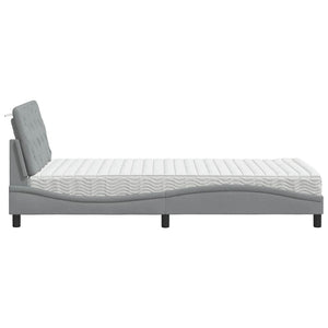 vidaXL Lit avec matelas Gris clair 100x200 cm Tissu
