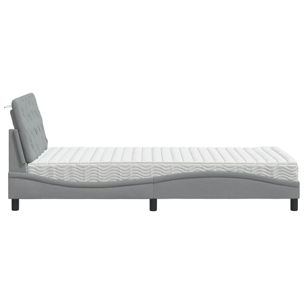 vidaXL Lit avec matelas Gris clair 100x200 cm Tissu