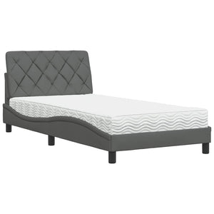 vidaXL Lit avec matelas Gris foncé 100x200 cm Tissu