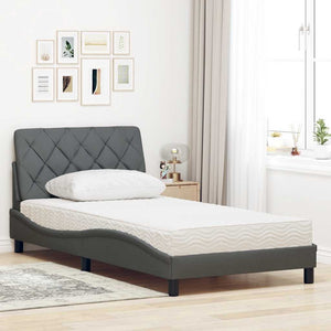 vidaXL Lit avec matelas Gris foncé 100x200 cm Tissu