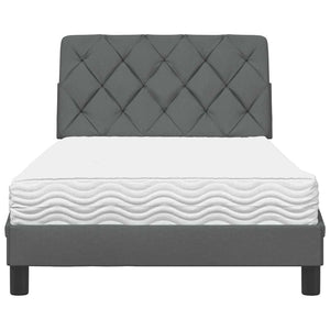 vidaXL Lit avec matelas Gris foncé 100x200 cm Tissu