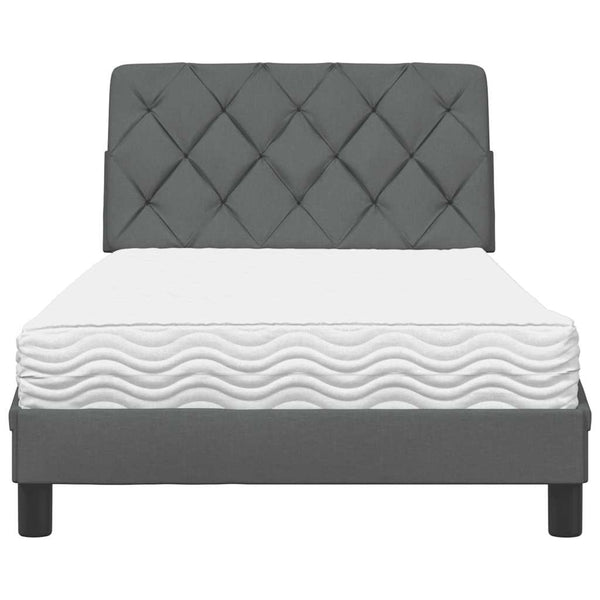 vidaXL Lit avec matelas Gris foncé 100x200 cm Tissu