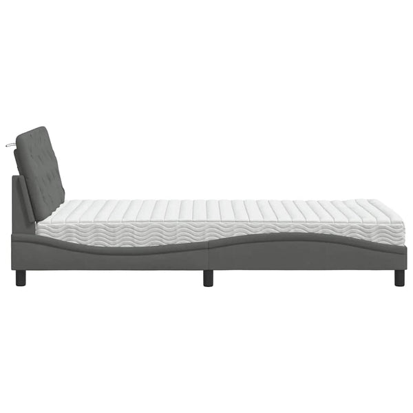 vidaXL Lit avec matelas Gris foncé 100x200 cm Tissu